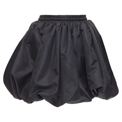 David Koma Nylon Bubble Drawstring Puffball Skirt In Black