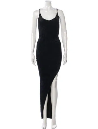 Pre-owned David Koma Nylon Long Dress In Black