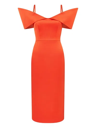 David Koma Off-shoulder Midi Dress In Orange