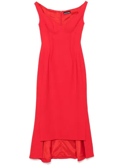 David Koma Off Shoulder Midi Dress In Red