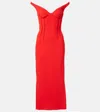 David Koma Off-the-shoulder Bustier Cady Midi Dress In Red