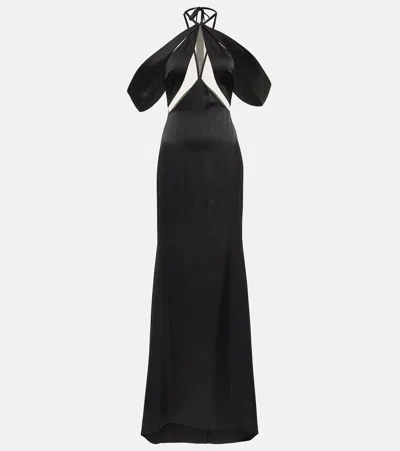 David Koma Off-shoulder Tulle Gown In Black