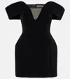David Koma Sculpted Off-the-shoulder Velvet Mini Dress In Black