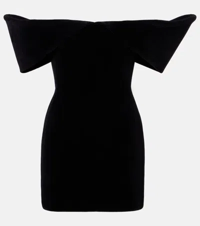 David Koma Off-shoulder Velvet Minidress In Black