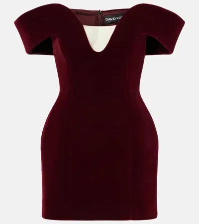 David Koma Off-shoulder Velvet Minidress In Burgundy