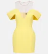 David Koma Off-shoulder Velvet Minidress In Yellow