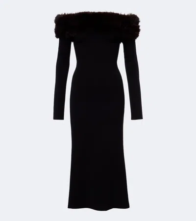 David Koma Off-shoulder Midi Dress In Black