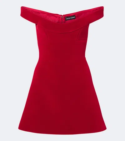 David Koma Off-shoulder Velvet Minidress In Red