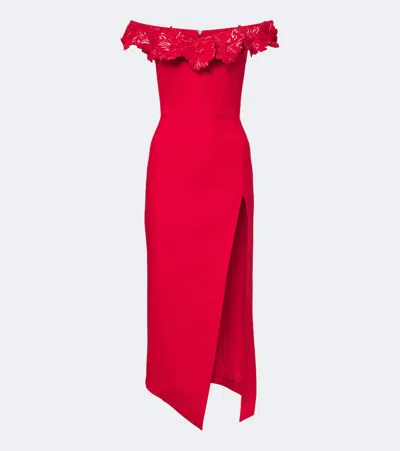 David Koma Off-shoulder Wool-blend Bustier Dress In Red