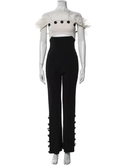 Pre-owned David Koma Off-the-shoulder Jumpsuit In Black