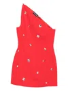 David Koma One-shoulder Crystal-embellished Mini Dress In Red