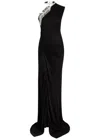 David Koma One-shoulder Embellished Satin-jersey Gown In Black And Silver