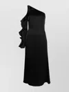David Koma One Shoulder Midi Dress With Ruffle Detail