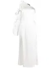 David Koma Ruffle Detail One Shoulder Midi Dress In White