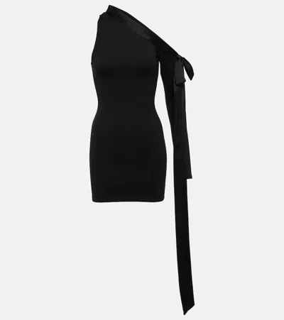 David Koma One-shoulder Satin Minidress In Black