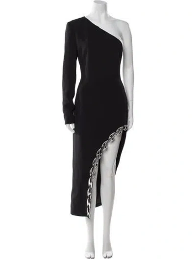 Pre-owned David Koma One-shoulder Long Dress In Black