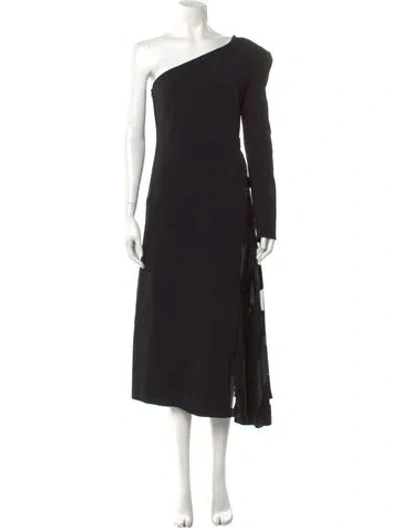 Pre-owned David Koma One-shoulder Long Dress In Black