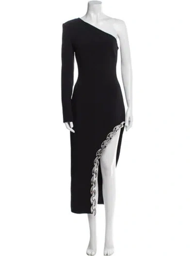 Pre-owned David Koma One-shoulder Long Dress In Black