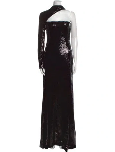 Pre-owned David Koma One-shoulder Long Dress In Black