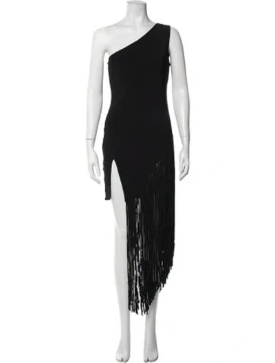 Pre-owned David Koma One-shoulder Long Dress In Black