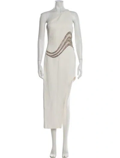 Pre-owned David Koma One-shoulder Long Dress In Neutral