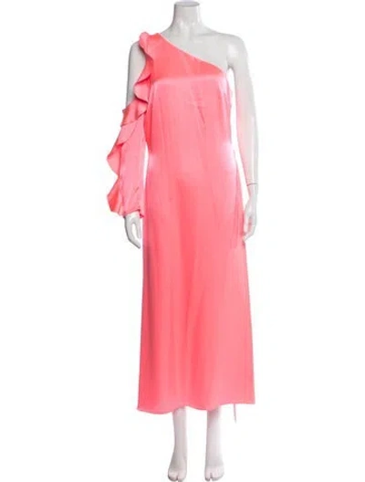 Pre-owned David Koma One-shoulder Long Dress In Pink
