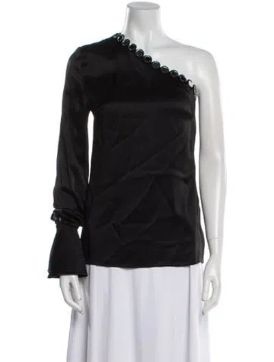 Pre-owned David Koma One-shoulder Long Sleeve Blouse In Black