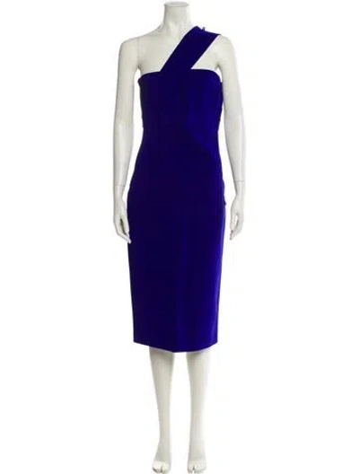 Pre-owned David Koma One-shoulder Midi Length Dress In Blue