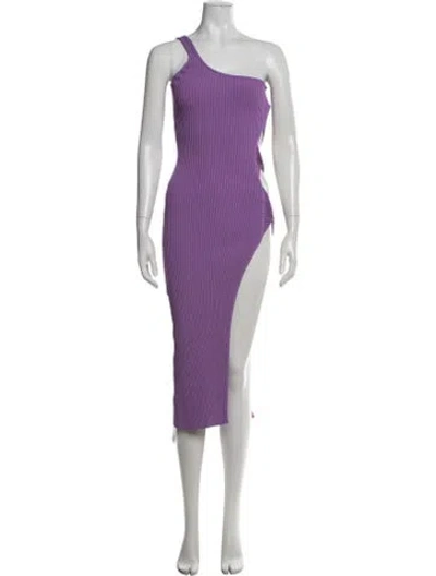 Pre-owned David Koma One-shoulder Midi Length Dress In Purple