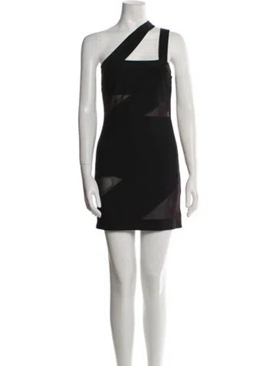 Pre-owned David Koma One-shoulder Mini Dress In Black