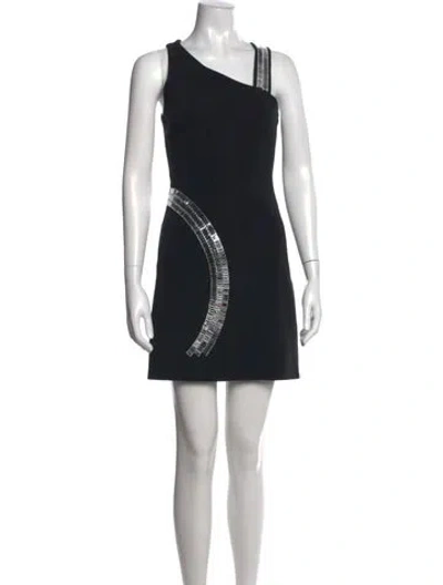Pre-owned David Koma One-shoulder Mini Dress In Black