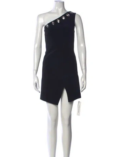 Pre-owned David Koma One-shoulder Mini Dress In Black/pink