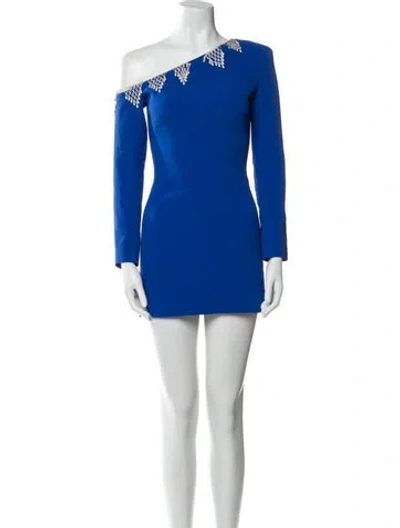 Pre-owned David Koma One-shoulder Mini Dress In Blue