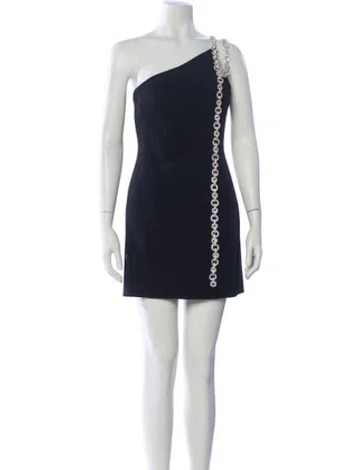 Pre-owned David Koma One-shoulder Mini Dress In Blue