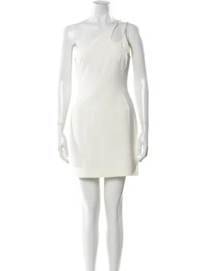 Pre-owned David Koma One-shoulder Mini Dress In Neutral