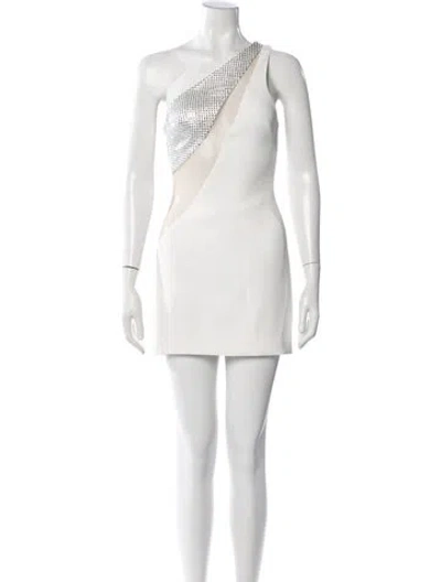 Pre-owned David Koma One-shoulder Mini Dress In Neutrals