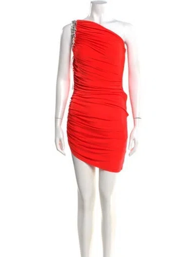 Pre-owned David Koma One-shoulder Mini Dress In Orange