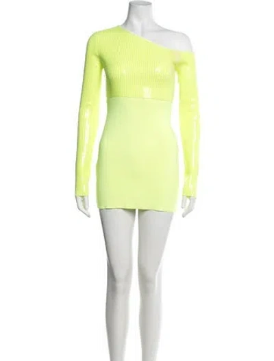 Pre-owned David Koma One-shoulder Mini Dress W/ Tags In Green