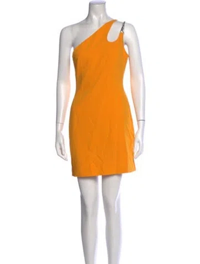 Pre-owned David Koma One-shoulder Mini Dress In Yellow