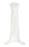 David Koma Open-front Satin Gown In White