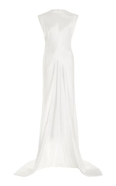 David Koma Open-front Satin Gown In White