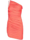 David Koma Crystal-claw Draped Crepe-jersey Mini Dress In Orange