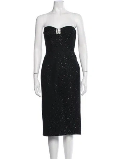 Pre-owned David Koma Patterned Knee-length Dress In Black