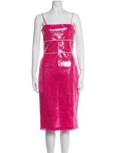 Pre-owned David Koma Patterned Knee-length Dress In Pink