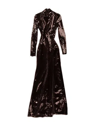 Pre-owned David Koma Patterned Long Dress In Brown