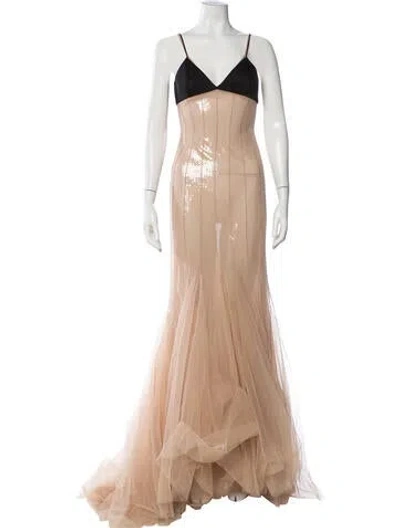 Pre-owned David Koma Patterned Long Dress In Neutral