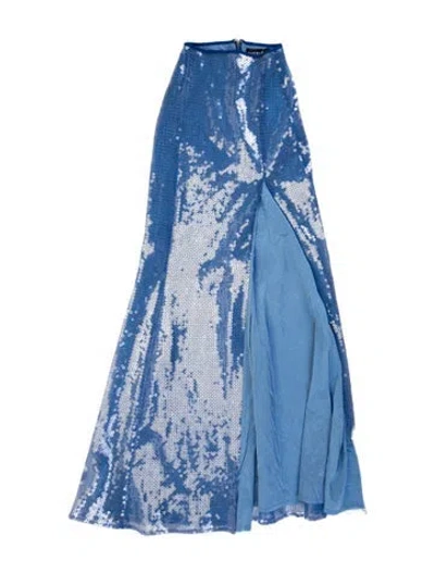 Pre-owned David Koma Patterned Long Skirt In Blue