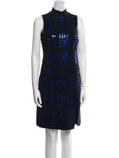 Pre-owned David Koma Patterned Mini Dress In Black