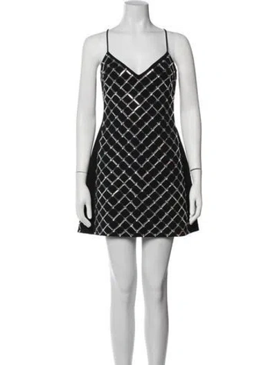 Pre-owned David Koma Patterned Mini Dress In Black