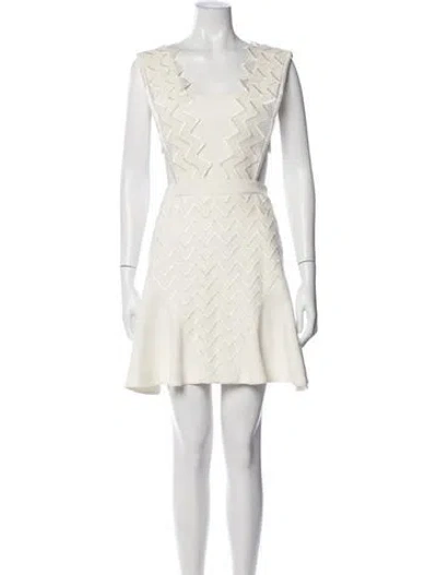Pre-owned David Koma Patterned Mini Dress In Neutral